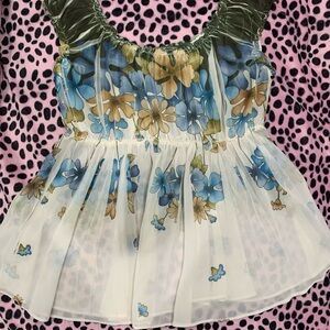 Y2K Floral Sheer Blouse